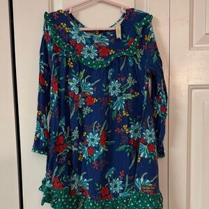 Matilda Jane Blue Floral Dress with Green Accents